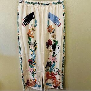 Floral Print Wide-Leg Pants